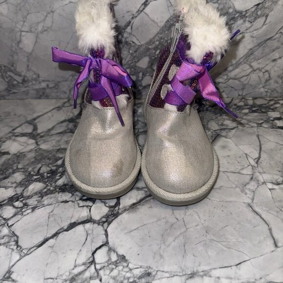 Disney Stride Rite Toddler 7 Furry Elsa Boot Frozen Winter - Picture 4 of 5